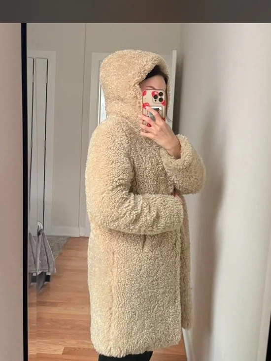 Rachel Zoe Cream Hooded Teddy Jacket - Picture 2 of 4